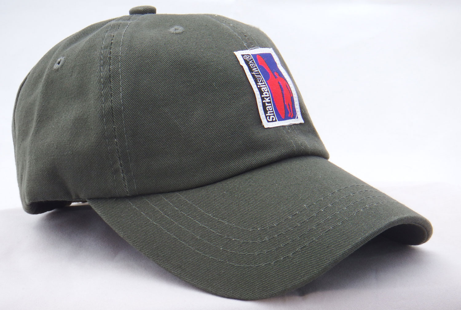 Sharkbait olive green baseball cap with sewn on label